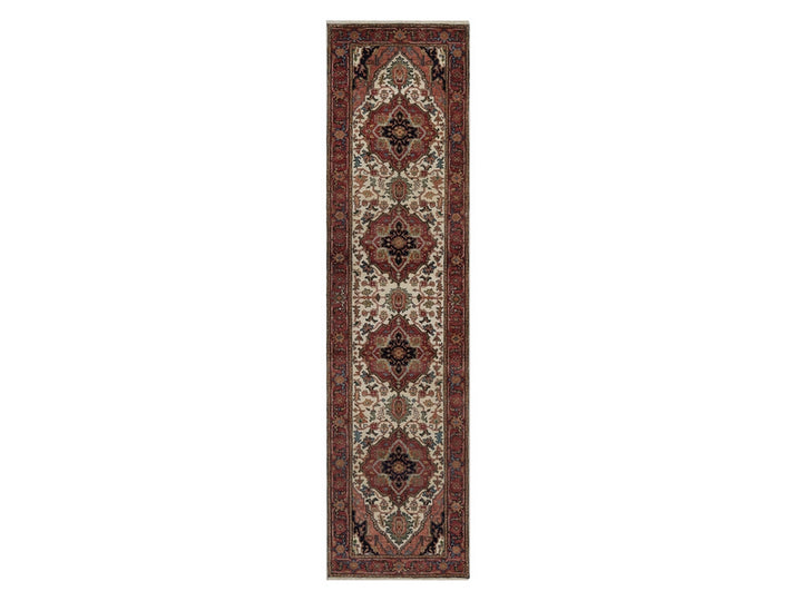 2'7" x 10'0" New Hand Knotted Ivory Wool Runner Oriental Rug - MOA10291962