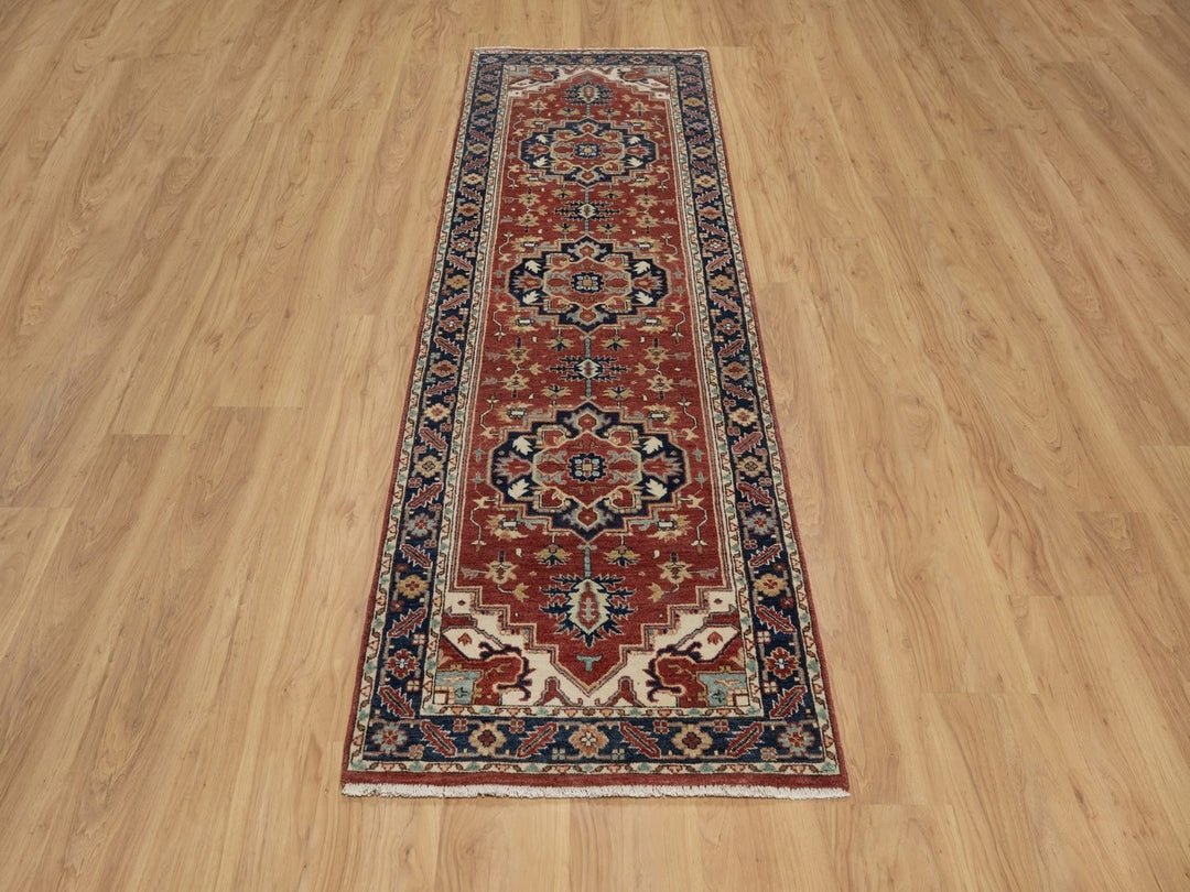 2'7" x 8'3" New Hand Knotted Red Wool Runner Oriental Rug - MOA10291963
