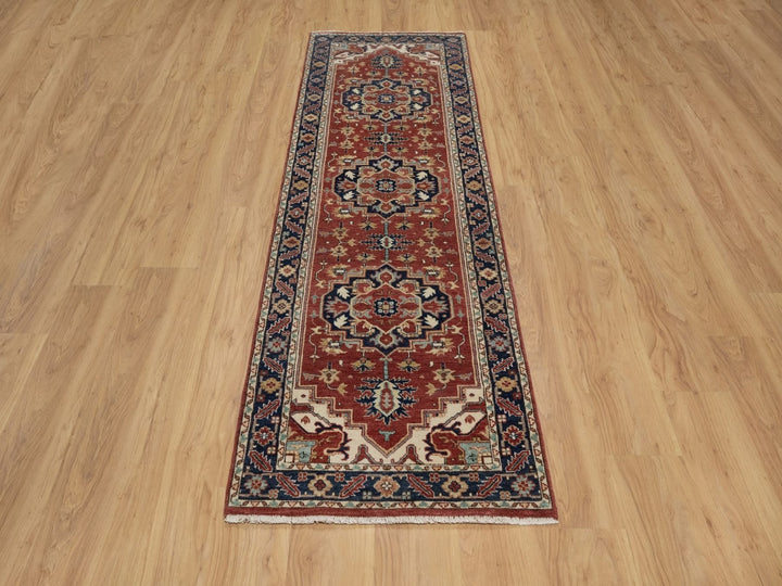 2'7" x 8'3" New Hand Knotted Red Wool Runner Oriental Rug - MOA10291963