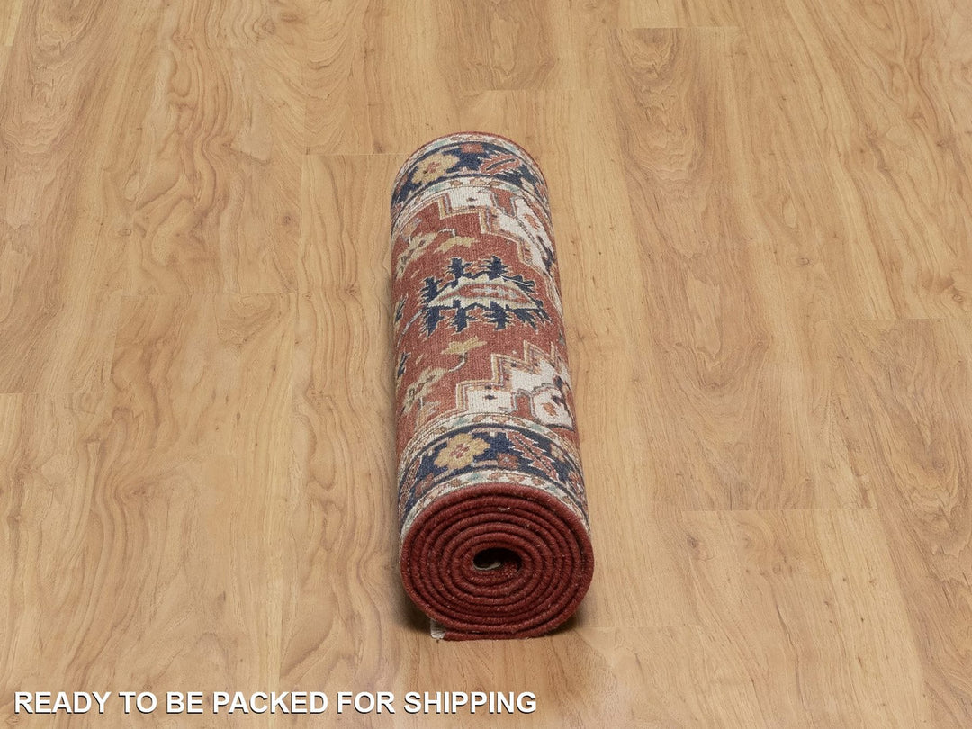2'7" x 8'3" New Hand Knotted Red Wool Runner Oriental Rug - MOA10291963