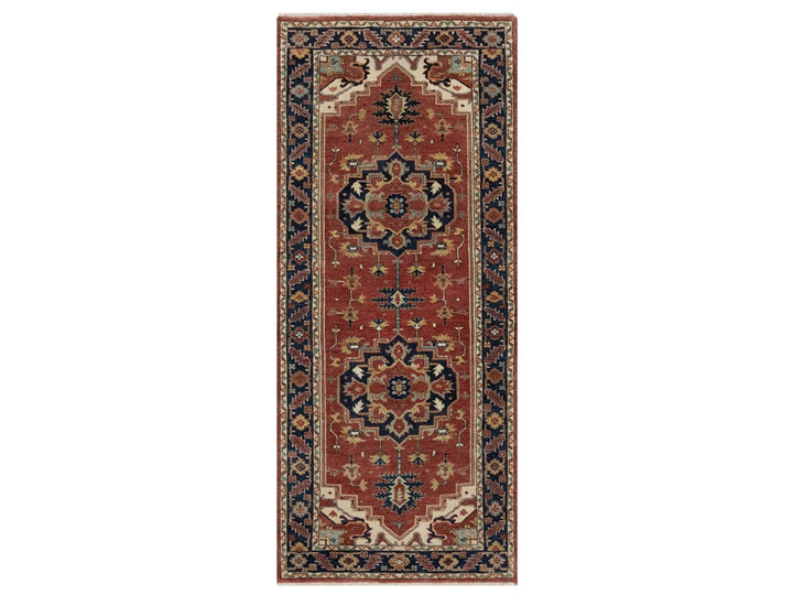 2'8" x 6'3" New Hand Knotted Red Wool Runner Oriental Rug - MOA10291964