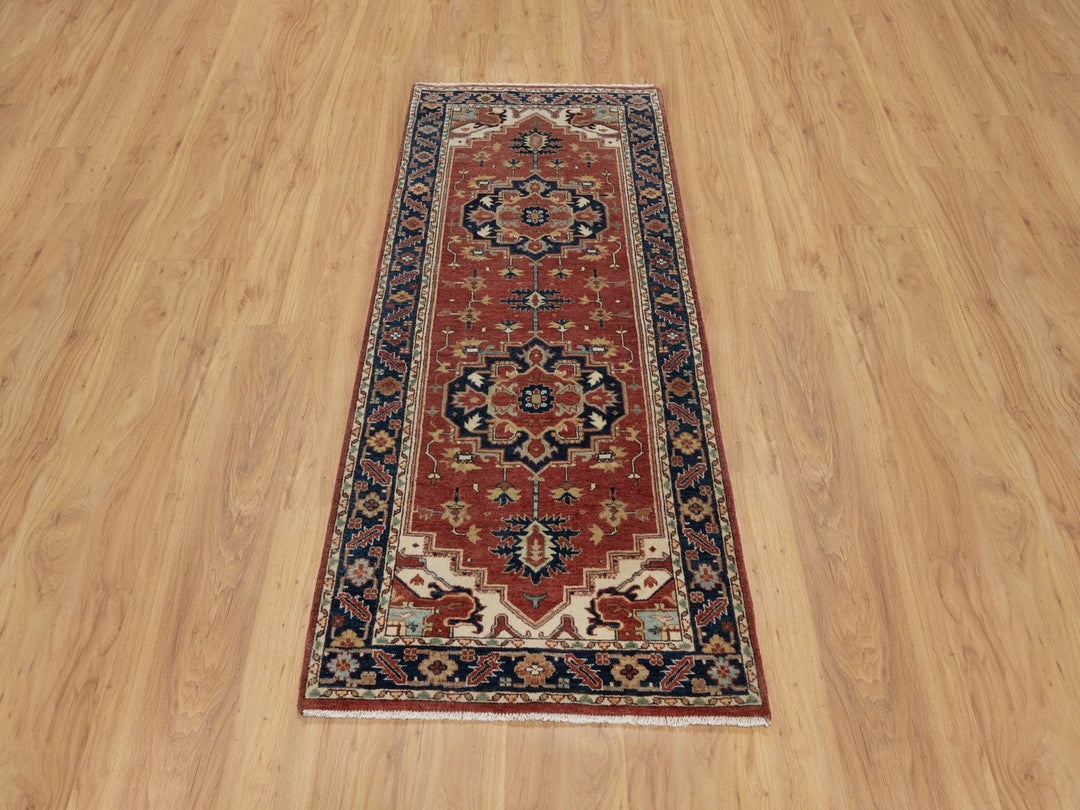 2'8" x 6'3" New Hand Knotted Red Wool Runner Oriental Rug - MOA10291964