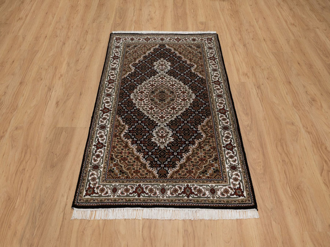 3'2" x 5'4" New Hand Knotted Black Wool Rectangle Oriental Rug - MOA10291965