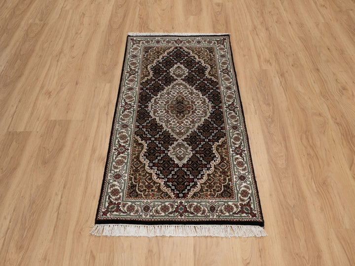 2'4" x 4'9" New Hand Knotted Black Wool Rectangle Oriental Rug - MOA10291966