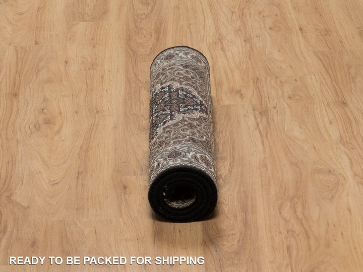 2'4" x 4'9" New Hand Knotted Black Wool Rectangle Oriental Rug - MOA10291966