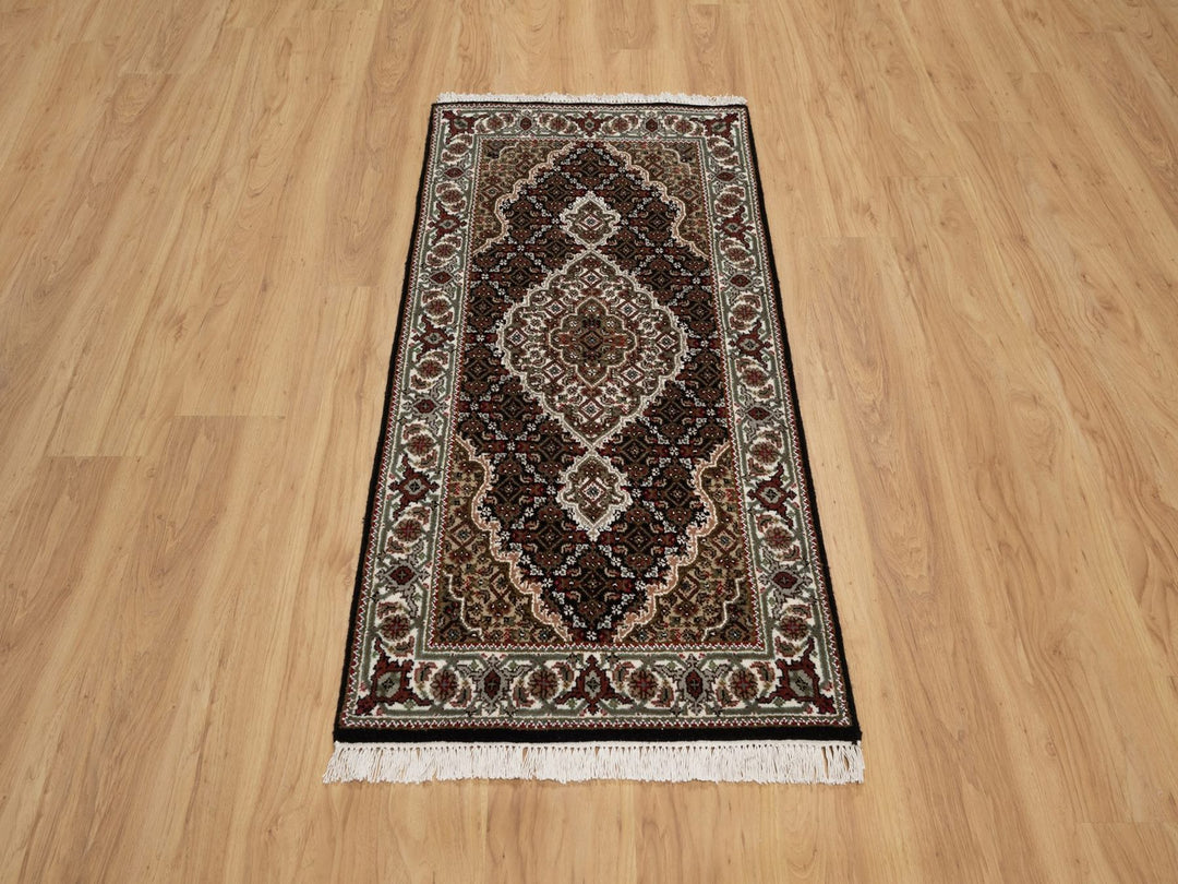 2'5" x 4'8" New Hand Knotted Black Wool Rectangle Oriental Rug - MOA10291968