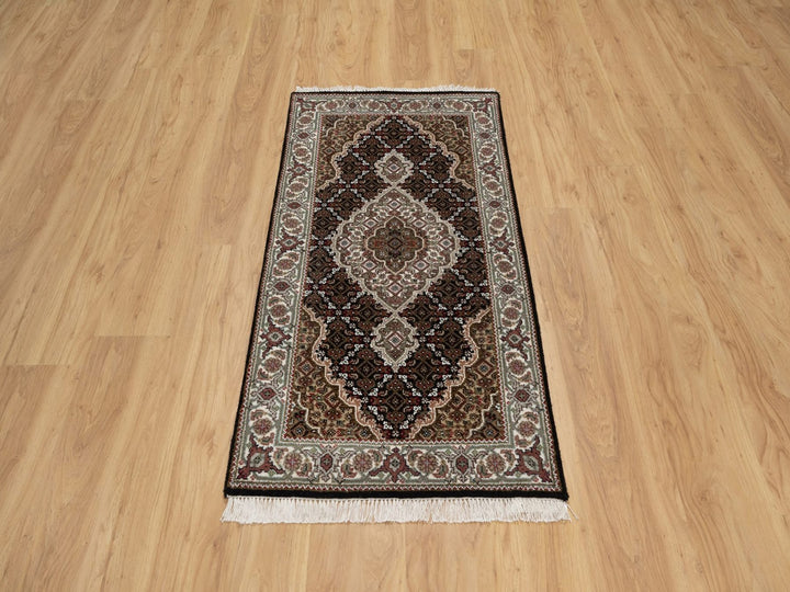 2'5" x 4'8" New Hand Knotted Black Wool Runner Oriental Rug - MOA10291969