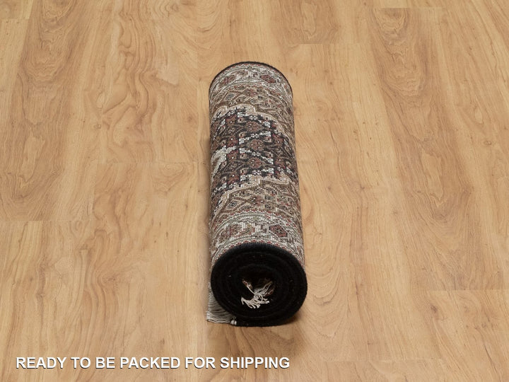 2'5" x 4'8" New Hand Knotted Black Wool Runner Oriental Rug - MOA10291969