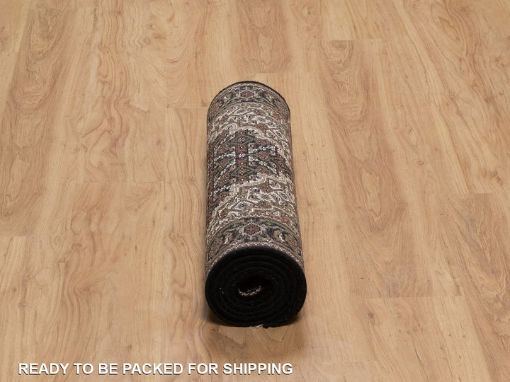 2'5" x 6'7" New Hand Knotted Black Wool Runner Oriental Rug - MOA10291970