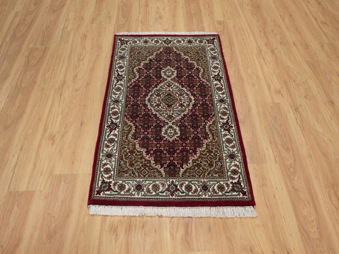 2'8" x 4'3" New Hand Knotted Red Wool Rectangle Oriental Rug - MOA10291973