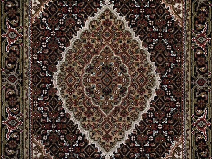 2'11" x 5'4" New Hand Knotted Black Wool Rectangle Oriental Rug - MOA10291974