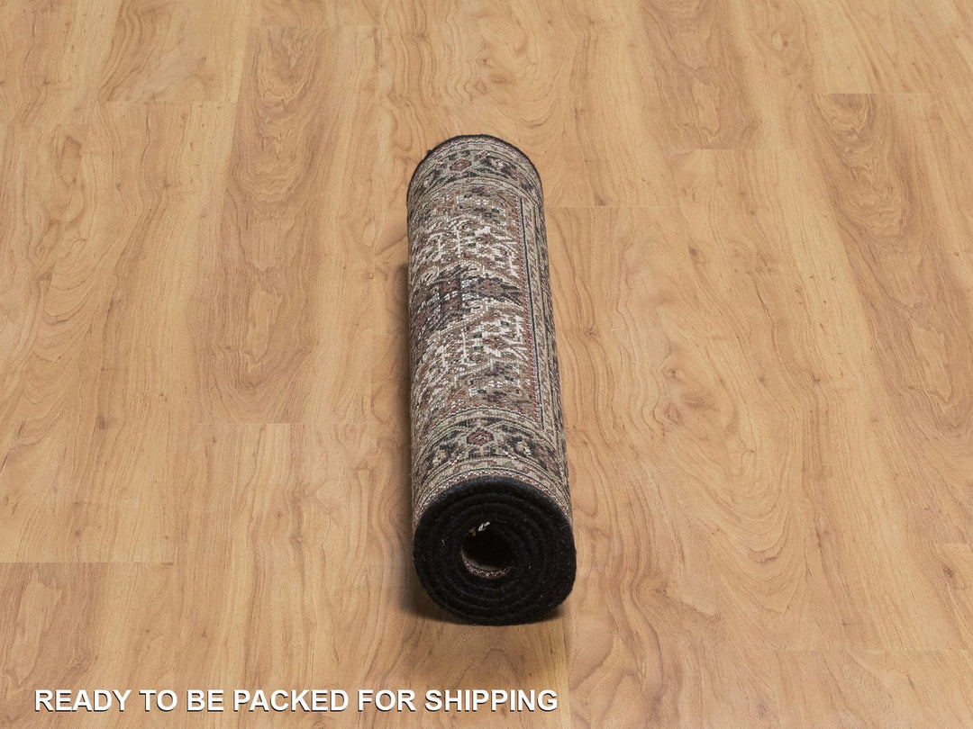 2'11" x 5'4" New Hand Knotted Black Wool Rectangle Oriental Rug - MOA10291974