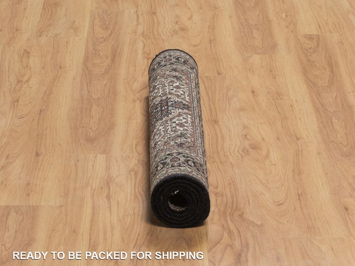 2'11" x 5'4" New Hand Knotted Black Wool Rectangle Oriental Rug - MOA10291974