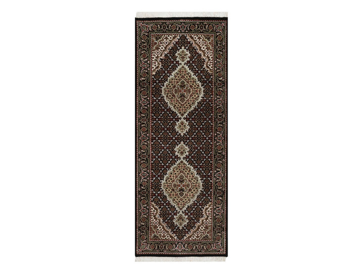 2'7" x 6'9" New Hand Knotted Black Wool Runner Oriental Rug - MOA10291976