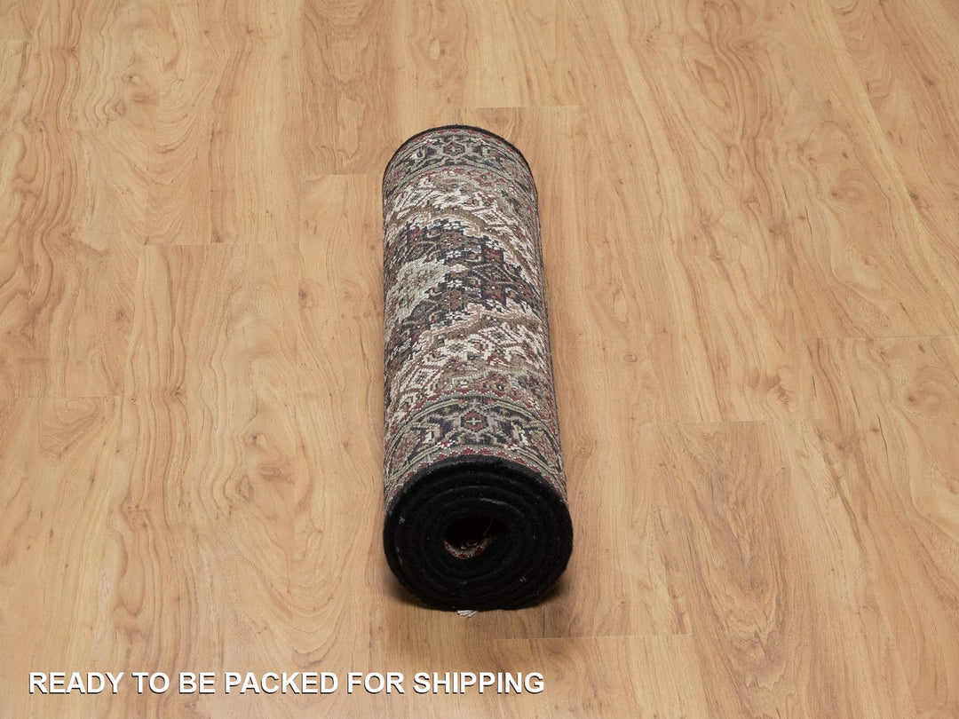 2'7" x 6'9" New Hand Knotted Black Wool Runner Oriental Rug - MOA10291976