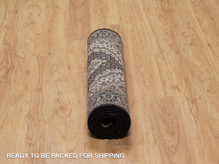 2'7" x 6'9" New Hand Knotted Black Wool Runner Oriental Rug - MOA10291976