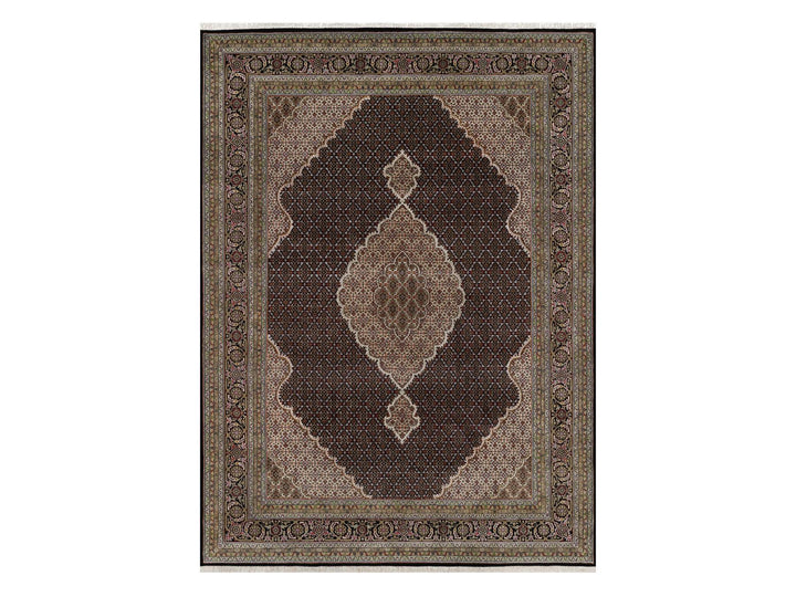 8'9" x 12'0" New Hand Knotted Black Wool Rectangle Oriental Rug - MOA10291977