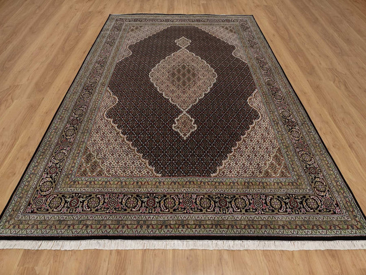8'9" x 12'0" New Hand Knotted Black Wool Rectangle Oriental Rug - MOA10291977
