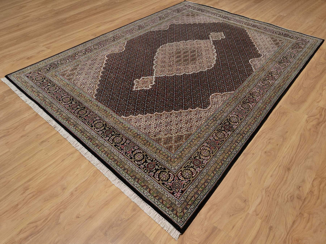 8'9" x 12'0" New Hand Knotted Black Wool Rectangle Oriental Rug - MOA10291977