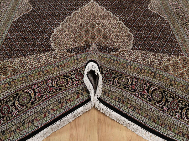 8'9" x 12'0" New Hand Knotted Black Wool Rectangle Oriental Rug - MOA10291977