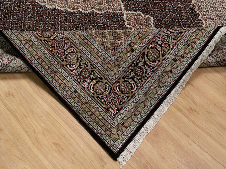 8'9" x 12'0" New Hand Knotted Black Wool Rectangle Oriental Rug - MOA10291977