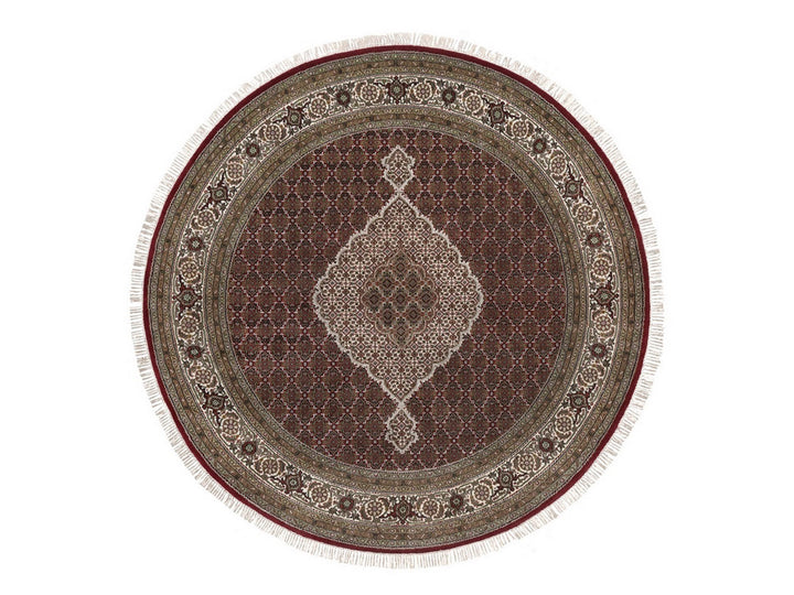 8'0" x 8'0" New Hand Knotted Red Wool Round Oriental Rug - MOA10291982