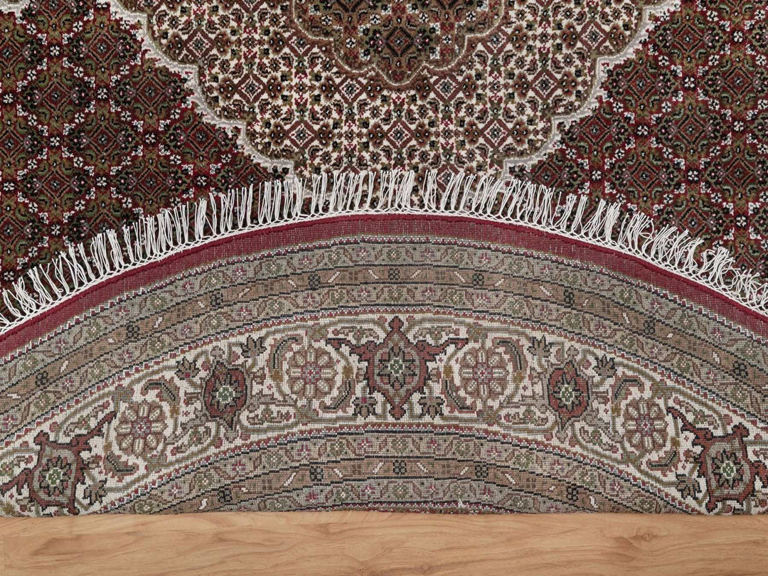 8'0" x 8'0" New Hand Knotted Red Wool Round Oriental Rug - MOA10291982