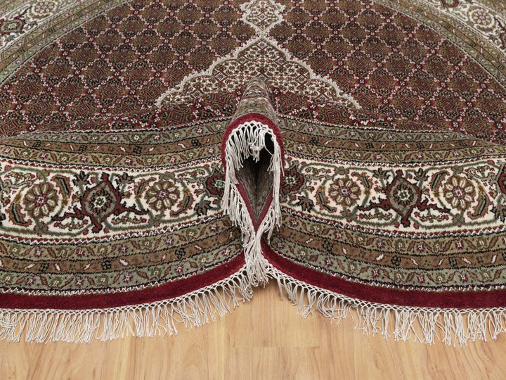 8'0" x 8'0" New Hand Knotted Red Wool Round Oriental Rug - MOA10291982