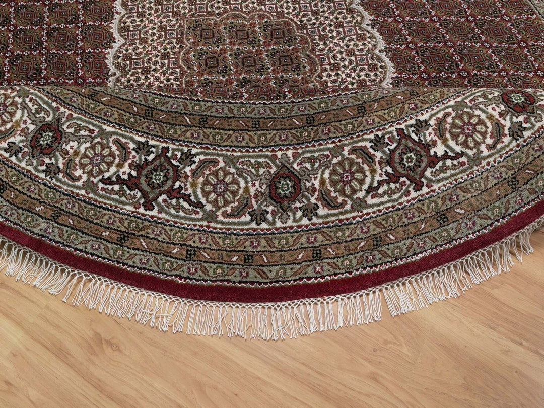 8'0" x 8'0" New Hand Knotted Red Wool Round Oriental Rug - MOA10291982