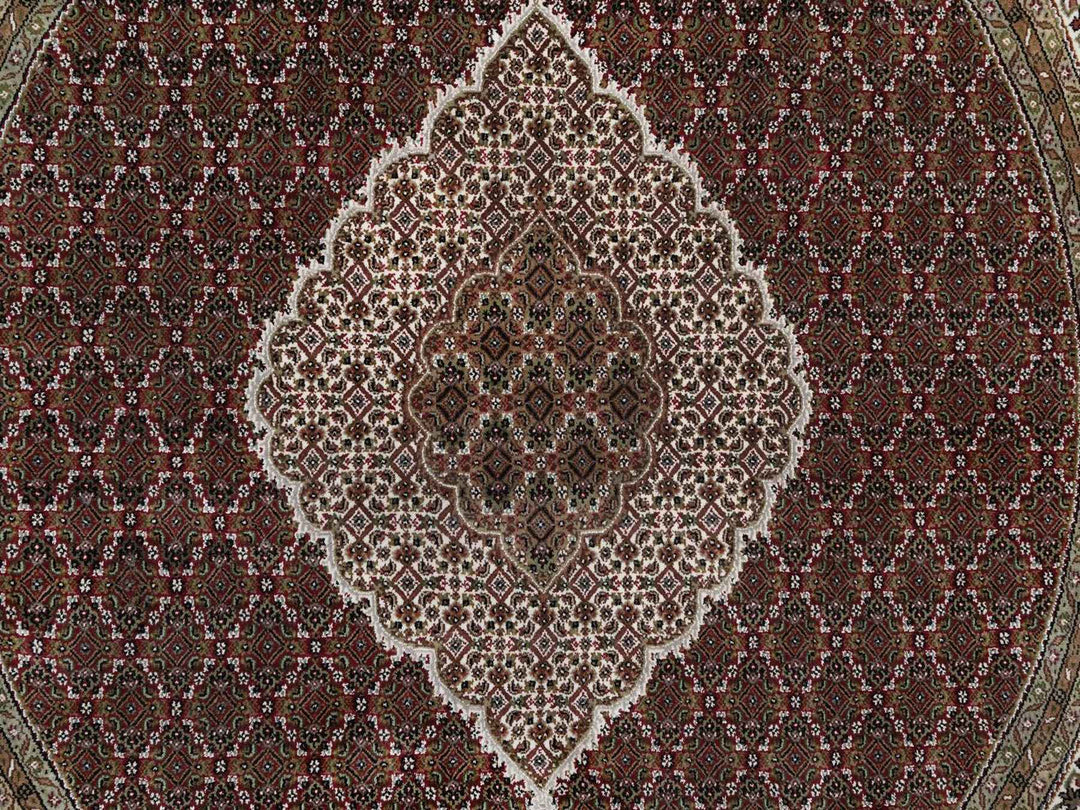 8'0" x 8'0" New Hand Knotted Red Wool Round Oriental Rug - MOA10291982