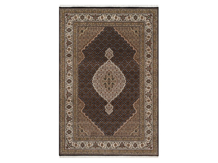 6'0" x 9'1" New Hand Knotted Black Wool Rectangle Oriental Rug - MOA10291983