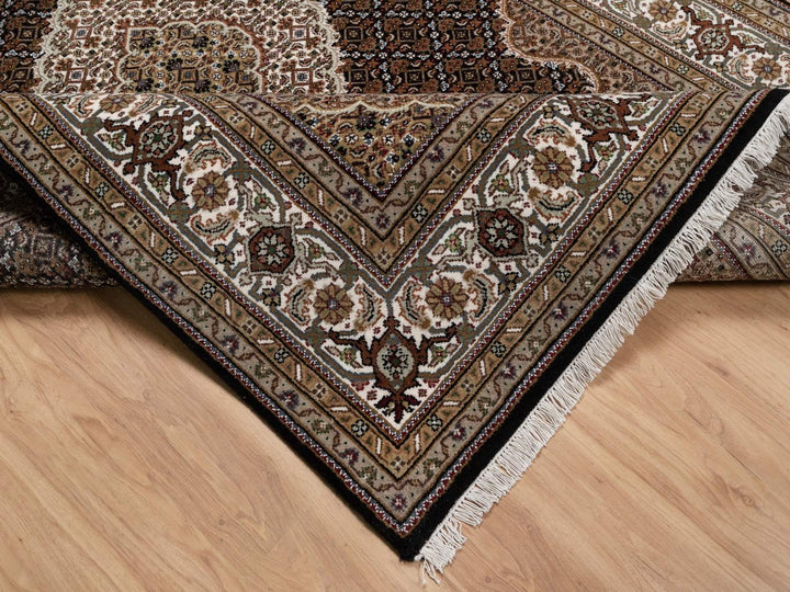 6'0" x 9'1" New Hand Knotted Black Wool Rectangle Oriental Rug - MOA10291983