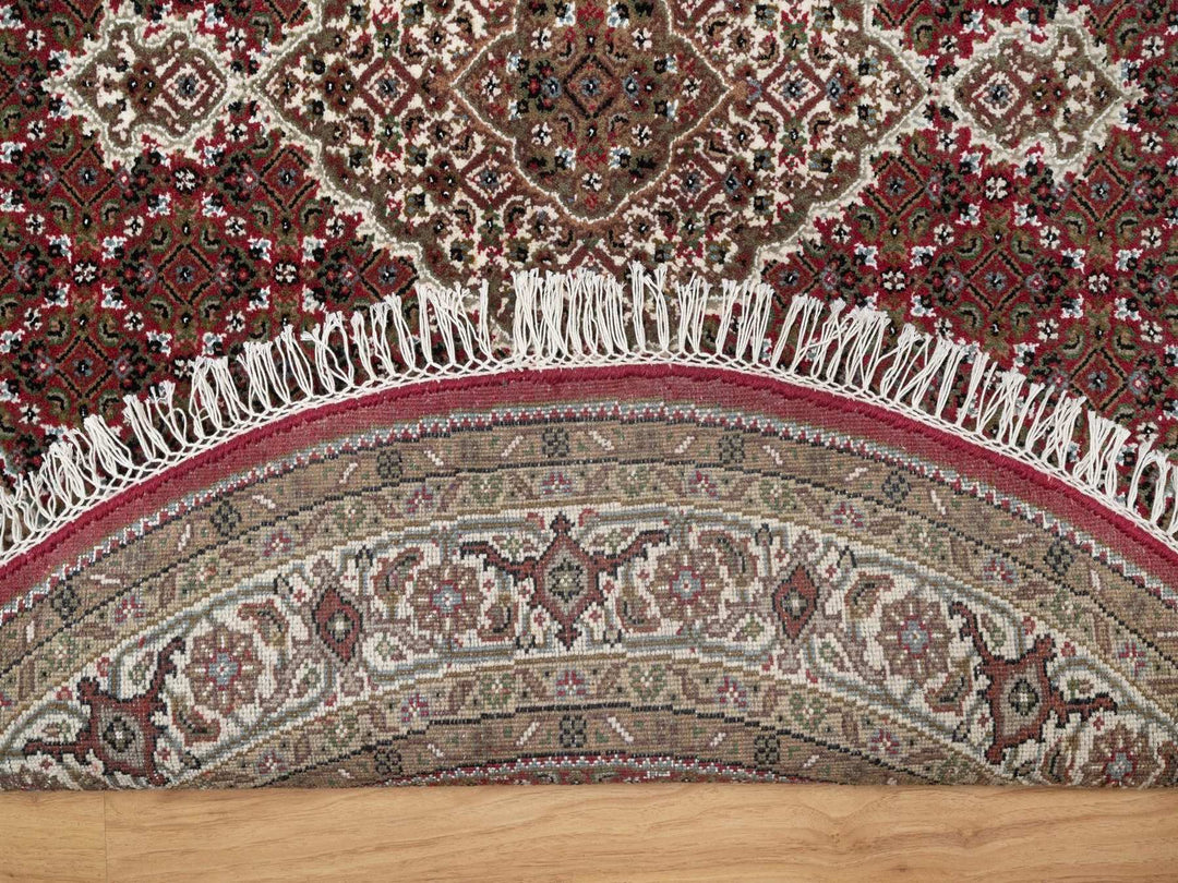 5'0" x 5'0" New Hand Knotted Red Wool Round Oriental Rug - MOA10291986