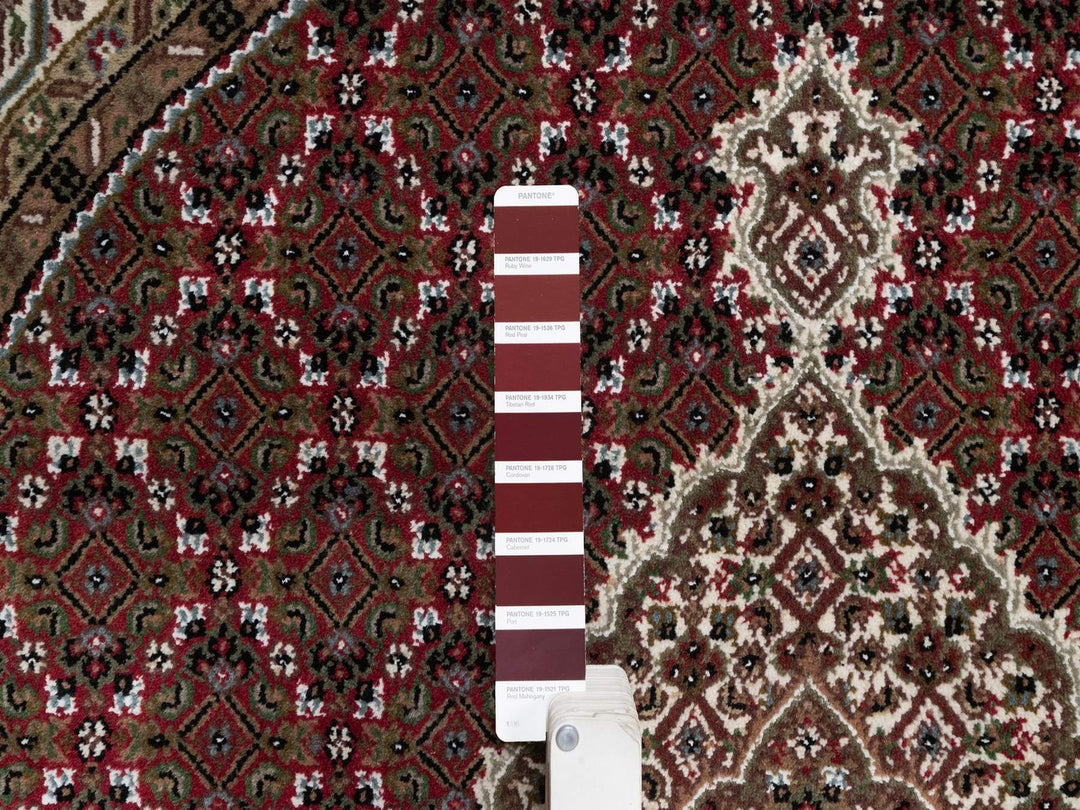 5'0" x 5'0" New Hand Knotted Red Wool Round Oriental Rug - MOA10291986