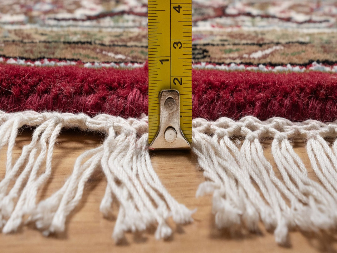 5'0" x 5'0" New Hand Knotted Red Wool Round Oriental Rug - MOA10291986