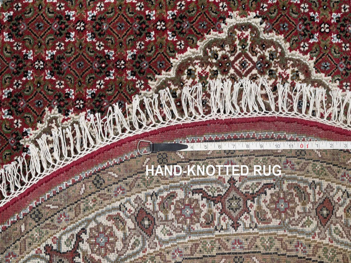 5'0" x 5'0" New Hand Knotted Red Wool Round Oriental Rug - MOA10291986