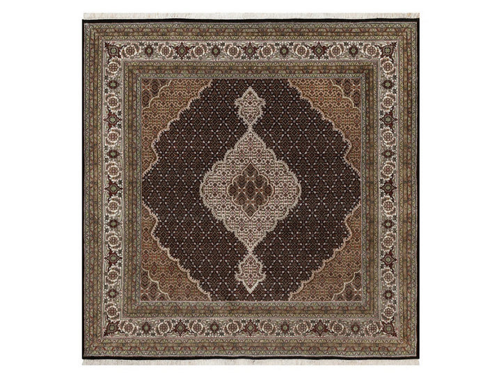 8'0" x 8'0" New Hand Knotted Black Wool Square Oriental Rug - MOA10291988