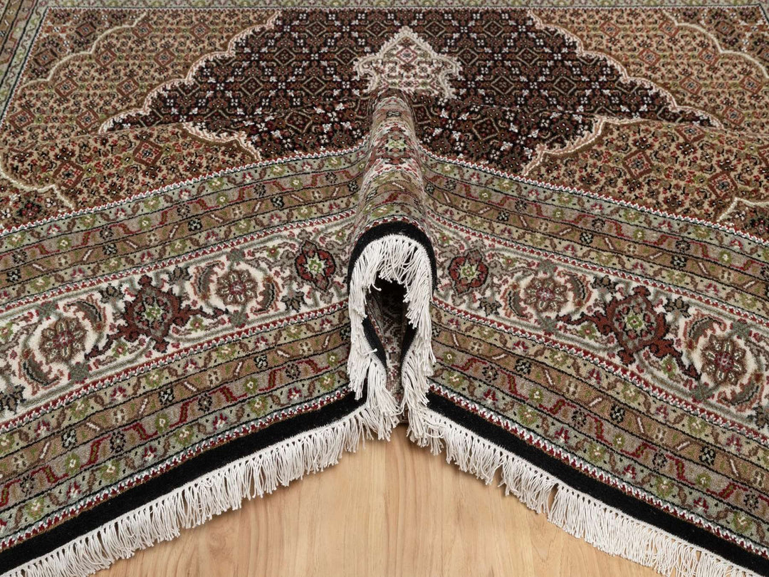 8'0" x 8'0" New Hand Knotted Black Wool Square Oriental Rug - MOA10291988