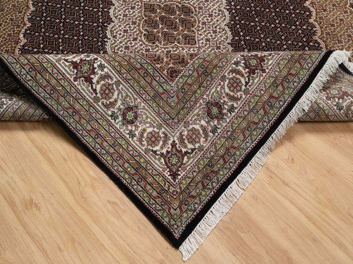 8'0" x 8'0" New Hand Knotted Black Wool Square Oriental Rug - MOA10291988