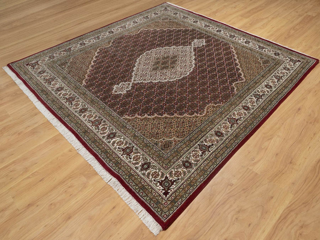 7'10" x 8'2" New Hand Knotted Red Wool Square Oriental Rug - MOA10291990