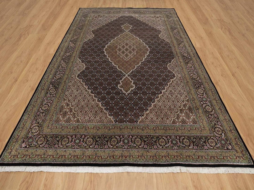 8'6" x 12'2" New Hand Knotted Black Wool Rectangle Oriental Rug - MOA10291991