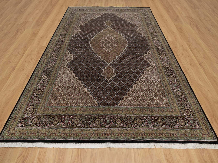 8'6" x 12'2" New Hand Knotted Black Wool Rectangle Oriental Rug - MOA10291991