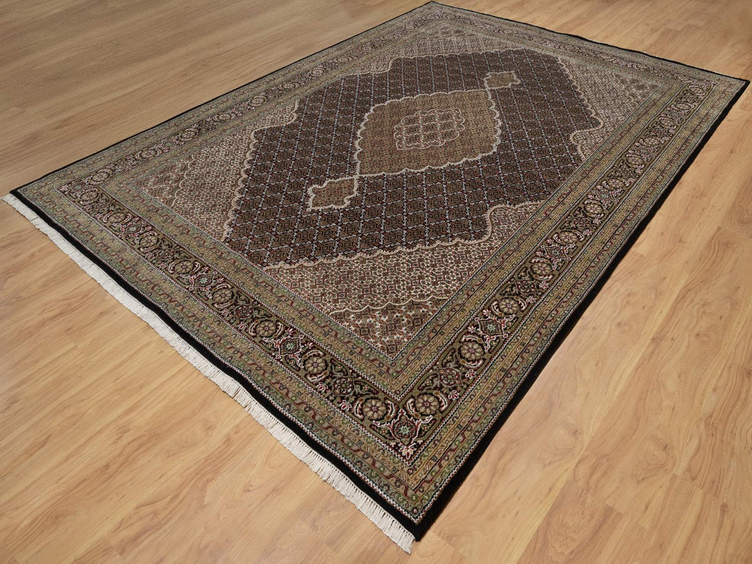 8'6" x 12'2" New Hand Knotted Black Wool Rectangle Oriental Rug - MOA10291991