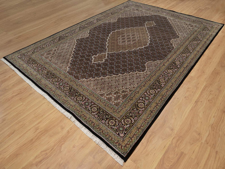 8'6" x 12'2" New Hand Knotted Black Wool Rectangle Oriental Rug - MOA10291991