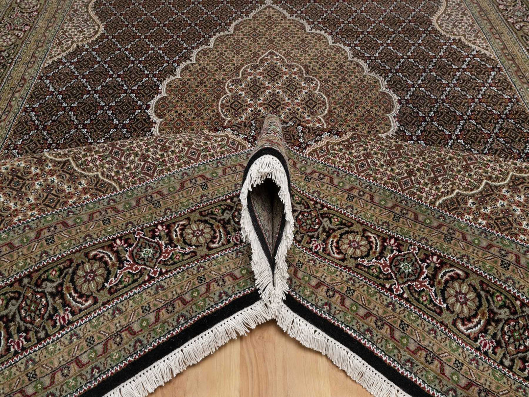 8'6" x 12'2" New Hand Knotted Black Wool Rectangle Oriental Rug - MOA10291991