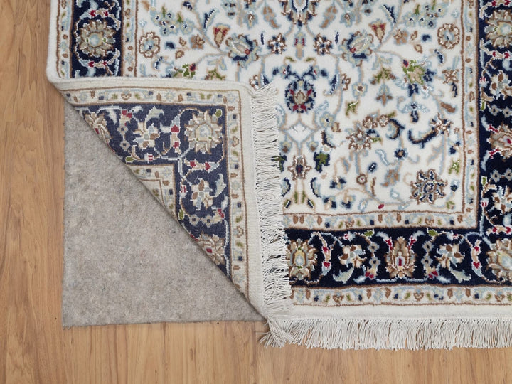 2'8" x 8'3" New Hand Knotted Ivory Wool & Silk Runner Oriental Rug - MOA10291995