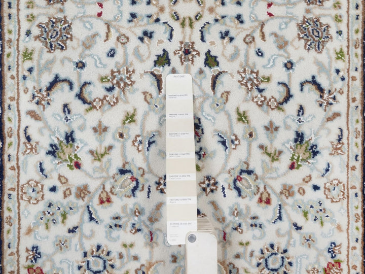 2'8" x 8'3" New Hand Knotted Ivory Wool & Silk Runner Oriental Rug - MOA10291995