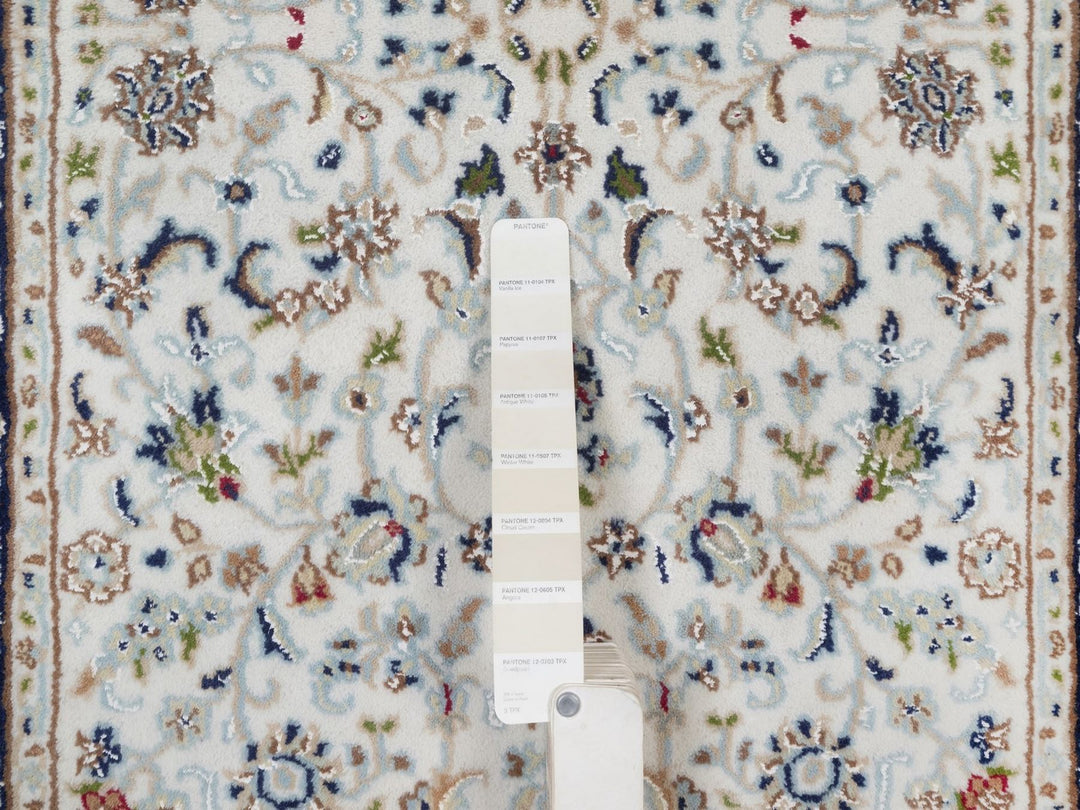 2'8" x 8'3" New Hand Knotted Ivory Wool & Silk Runner Oriental Rug - MOA10291996