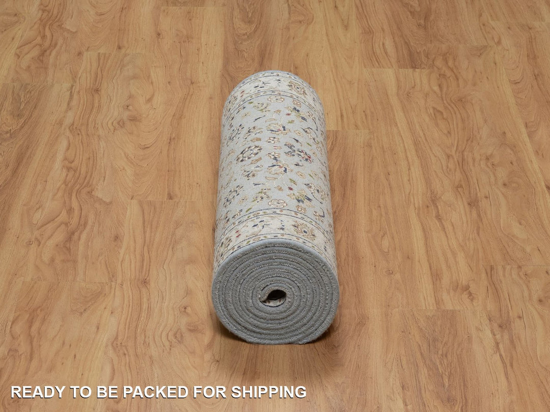 2'9" x 12'2" New Hand Knotted Blue Wool & Silk Runner Oriental Rug - MOA10291997