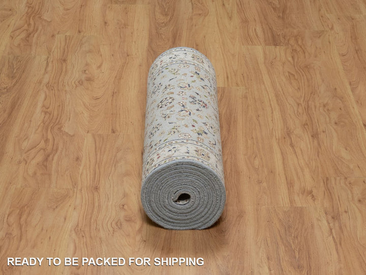 2'9" x 12'2" New Hand Knotted Blue Wool & Silk Runner Oriental Rug - MOA10291997